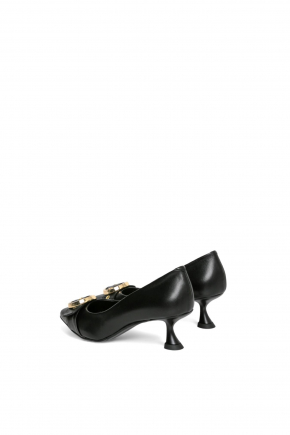 小牛皮密头高跟鞋