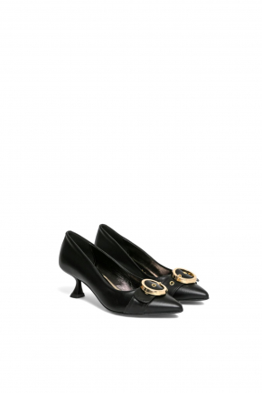 小牛皮密头高跟鞋