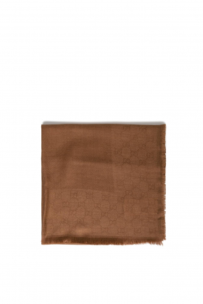 Gg Wool Silk Jacquard Shawl Scarf