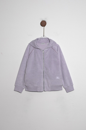 Cotton Blend Towelling Zip Hoodie 连帽卫衣