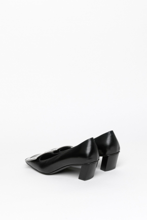 Belle Vivier Metal Buckle Pumps In Leather Pumps