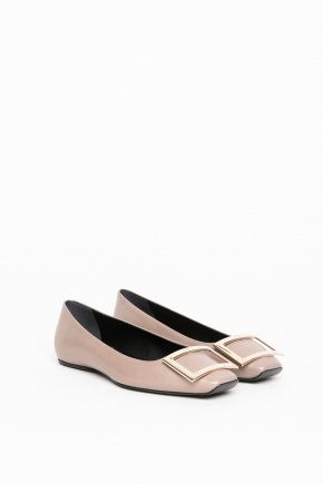 Trompette Metal Buckle Ballerinas In Leather Flats