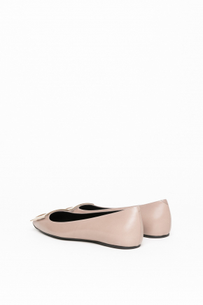 Trompette Metal Buckle Ballerinas In Leather Flats