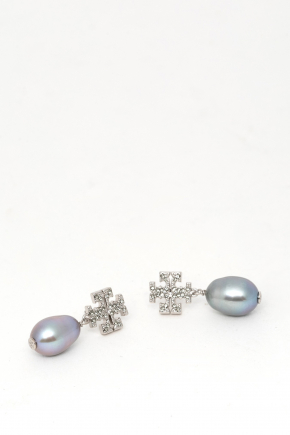 Kira Pave Pearl Dangle Earrings