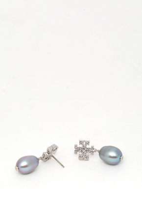 Kira Pave Pearl Dangle Earrings