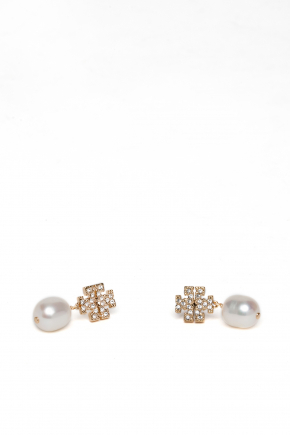 Kira Pave Pearl Dangle Earrings