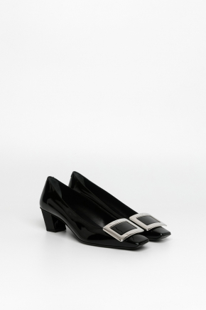 Belle Vivier Metal Buckle In Patent Leather Pumps