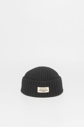 Rib Wool Hat With Label 毛线帽